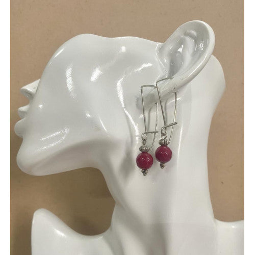 Dark Marron Agate Gemstone with German Silver Earrings - Annie Sakhamo