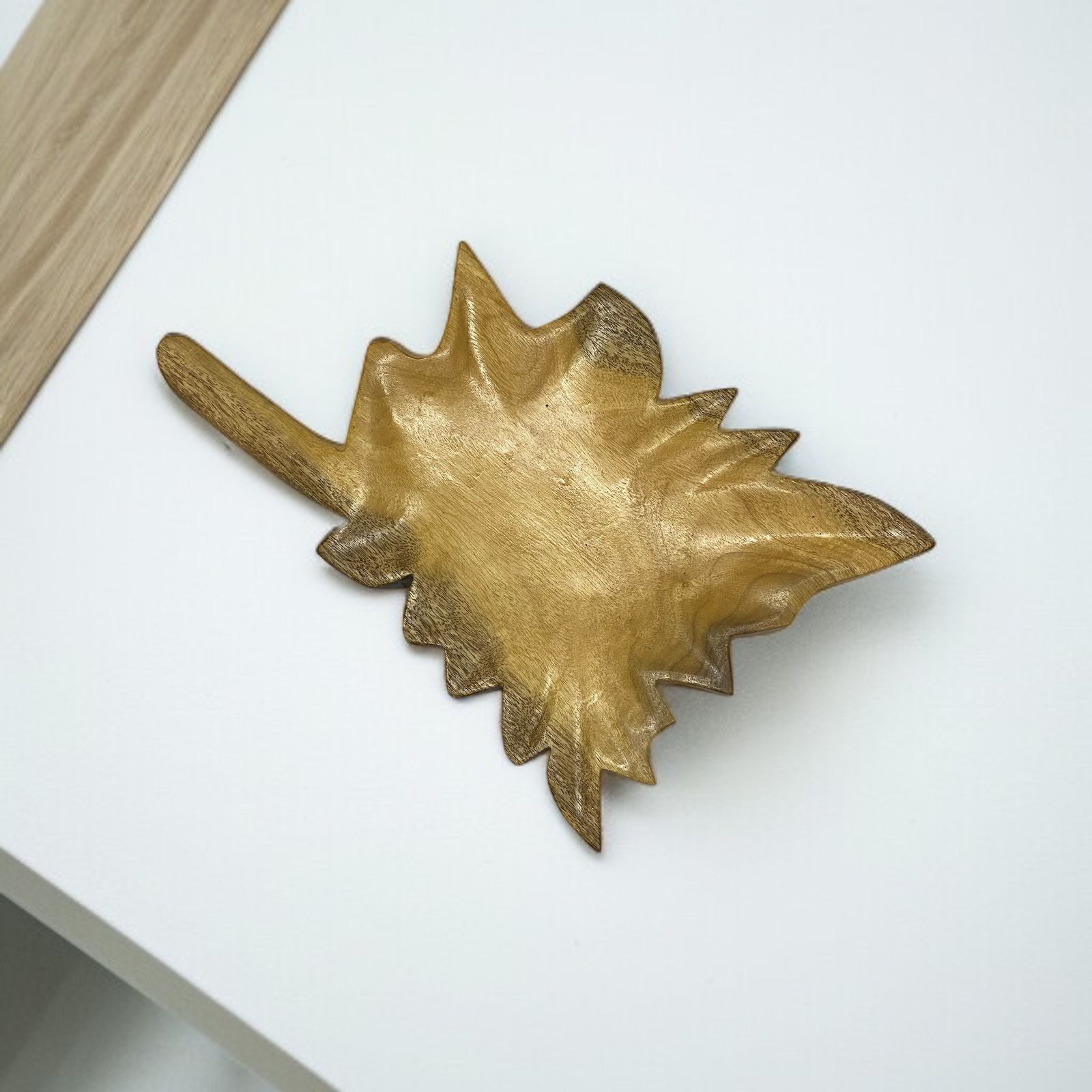 Display Platter Light Wood Leave Carved Design - Custom Creation