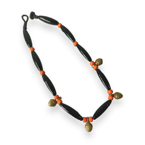 Flower Child-Black Long Beaded Necklace