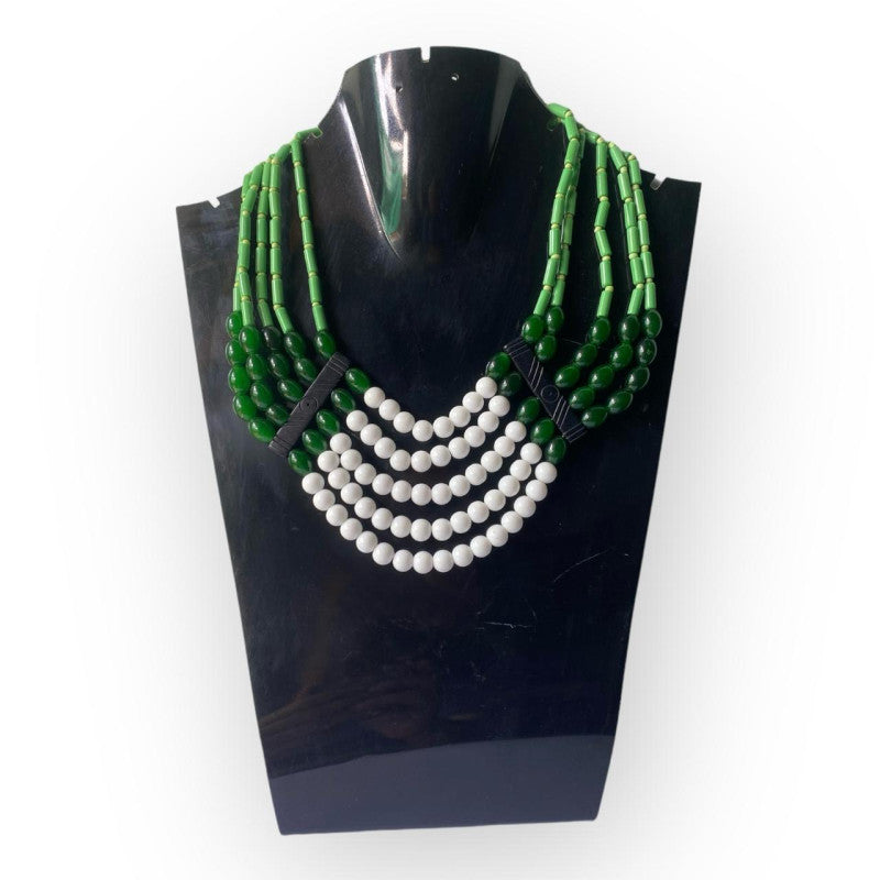 Flower Child-Green Glass Beads Modern Necklace