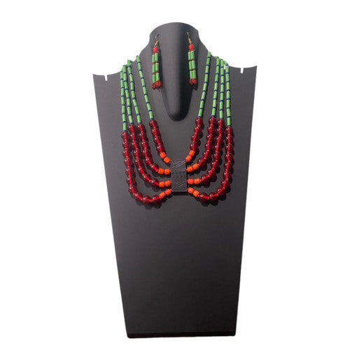 Flower Child-Modern Red Green Necklace set