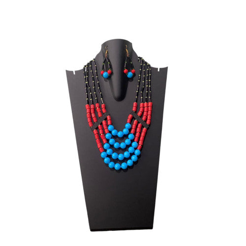 Flower Child-red and blueNaga Beads Necklace Set