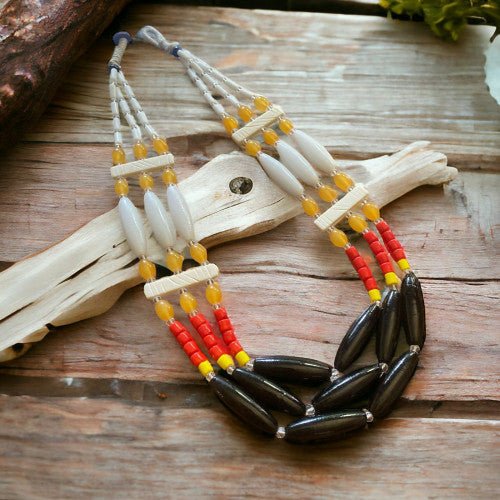 Flowerchild Boho Three Strand Beaded Necklace