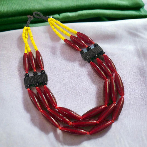 Flowerchild Huge Red Three Strands Necklace