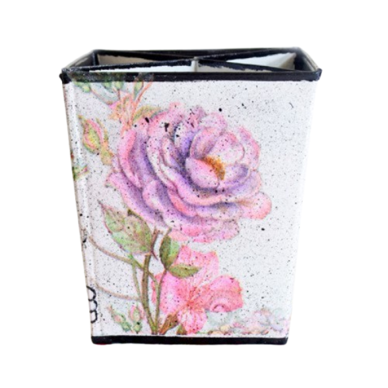 Four Compartment Flower Printed Table Organiser- Lavender Bliss