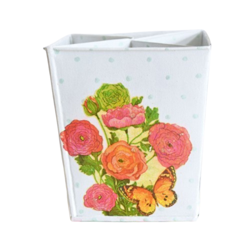 Four Compartment Roses Printed Table Organiser- Lavender Bliss