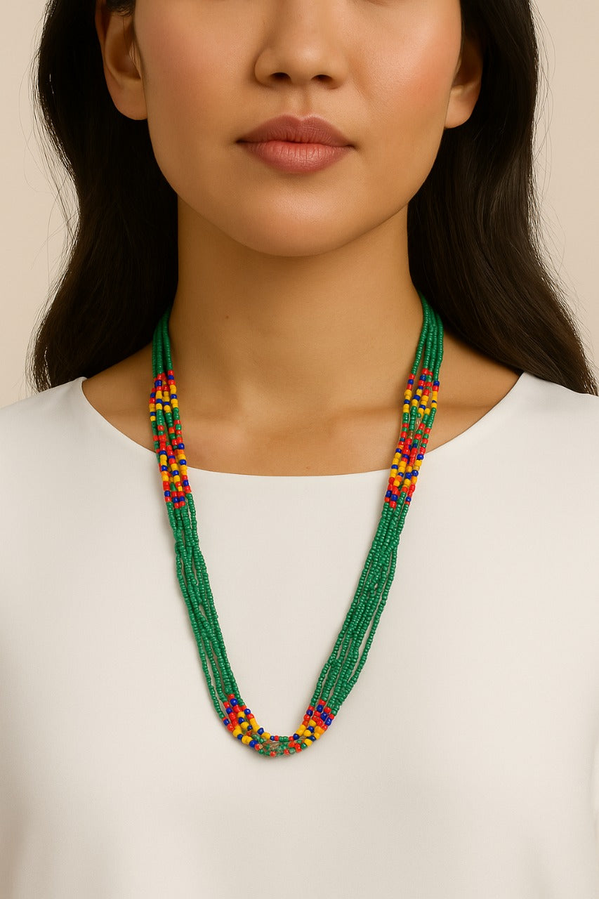 Green-Multi-Strings-Tribal-beads-Necklace-Dimasa-Ethnic-Collections