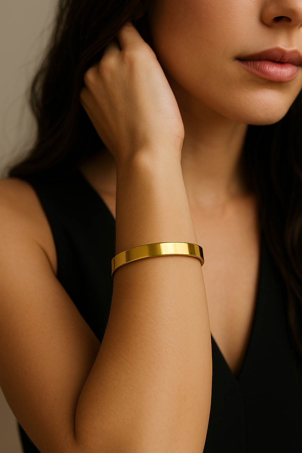 Hand-forged-brass-cuff-plain-bracelet-treasured-elements