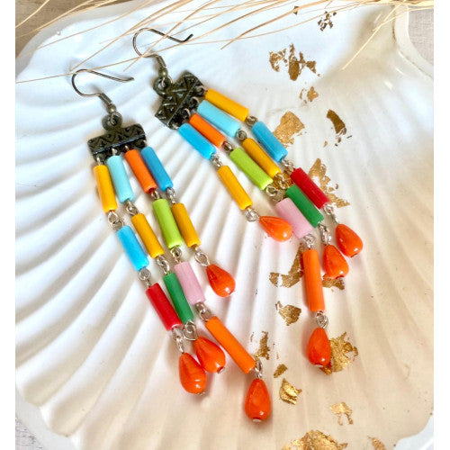 Long Dangle Beaded earring - Dimasa Ethnic Collection