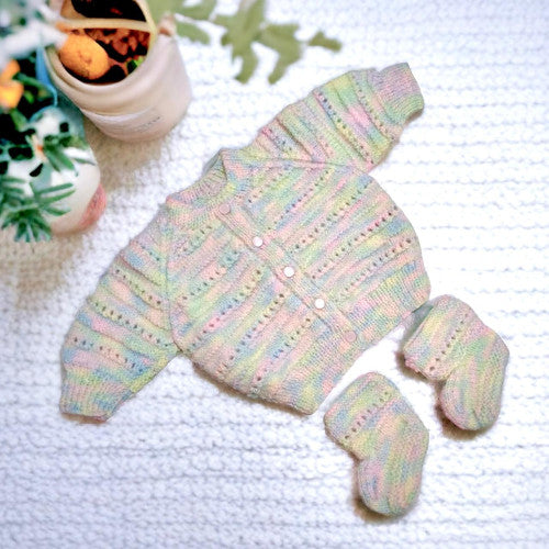 Multi Colored Cardigan With Socks The Knitting Basket