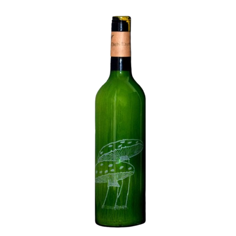 Mushroom Etched on Bottle Handmade