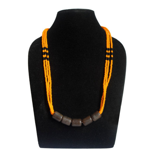 Flower child - Orange Black Beaded and Necklace