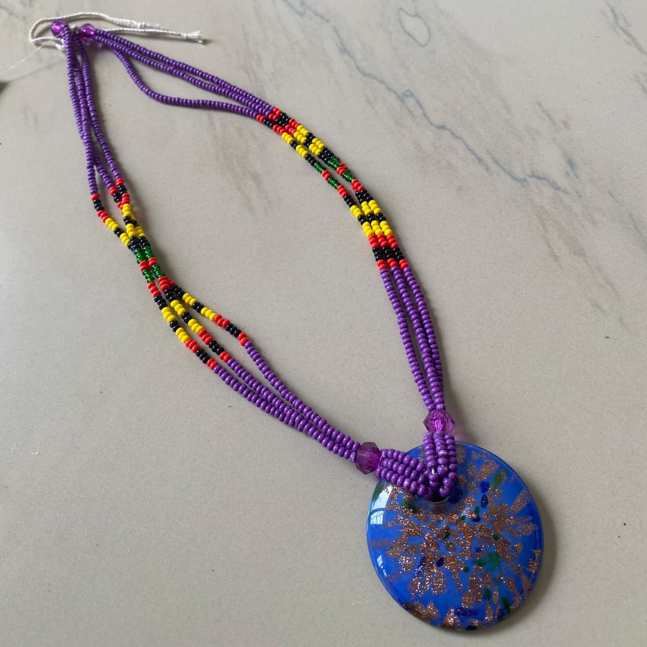 Purple-resin-pendant-seed-beads-necklace.