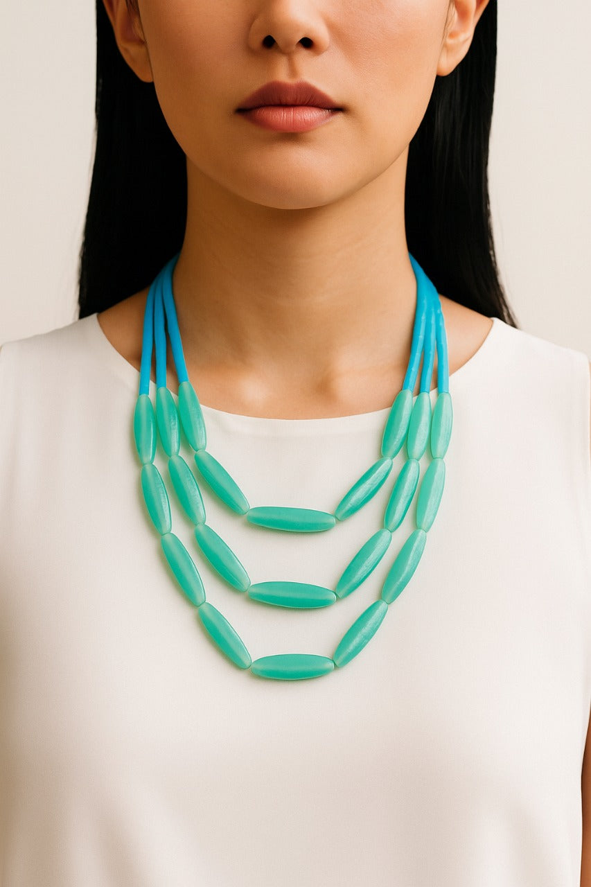 Skyblue-Sea-Green-Tribal-Necklace-Set-with-Earrings-Dimasa-Ethnic-Collections