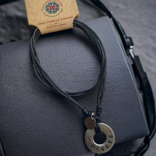 Treasured Elements-Black Zodiac Pisces Pendant