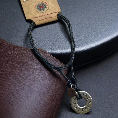 Treasured Elements-Black Zodiac Sagittarius Pendant