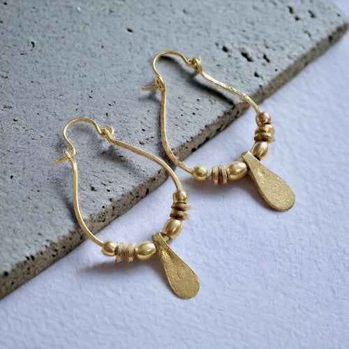 Treasured Elements - Brass Hoop Earrings with Beaded Accents
