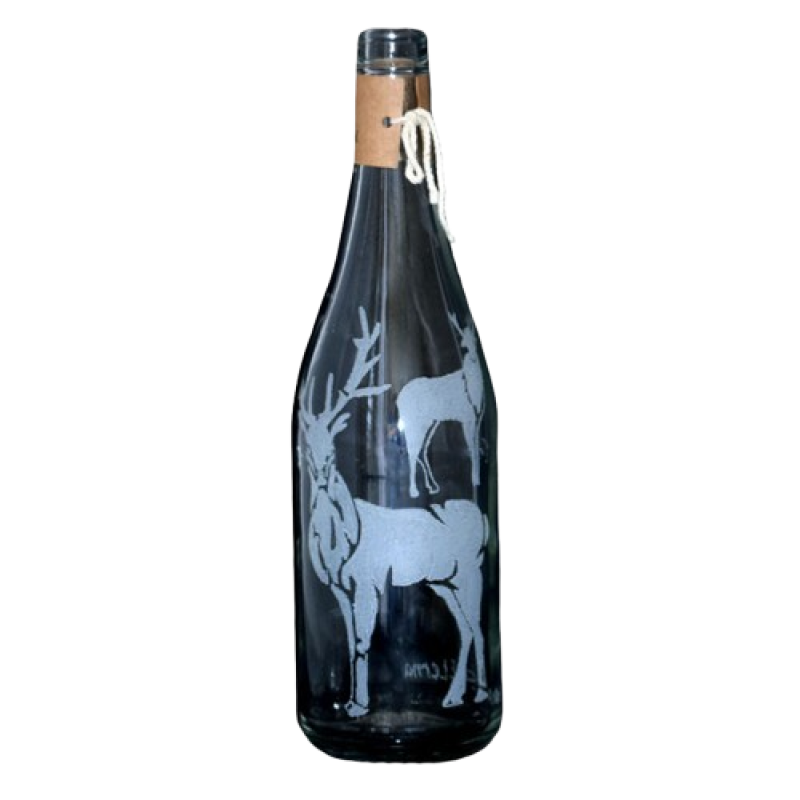 Two Reindeer Etched Handmade on Bottle