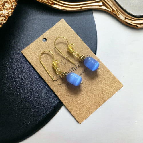 Ti Munie sky blue Agate with gold plated earring- Annie Sakhamo