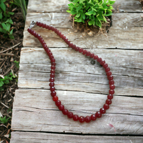 Ti munie necklace Red crystal glass gemstone beads- Annie Sakhamo