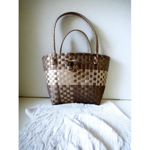 Handmade grey color with flower design basket- Indigi craft