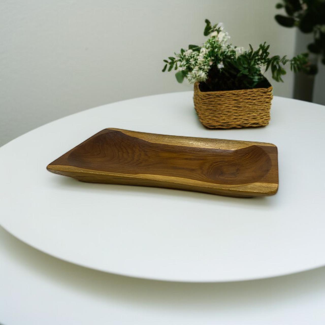 Fruits Display Platter Teak Wood Carved Design - Custom Creation