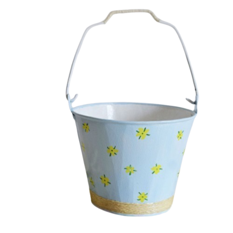 Yellow Flower Printed Mini Pail- Lavender Bliss