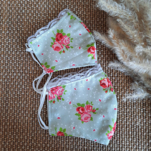 Green Floral Mother - Daughters face mask - Grace Accessories