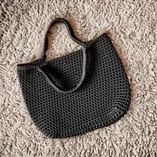 Large black crochet hand bag- R Rhutsu