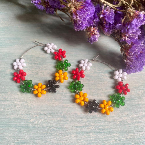 Rihmai floral hoop earrings - Dimasa Ethnic Collections