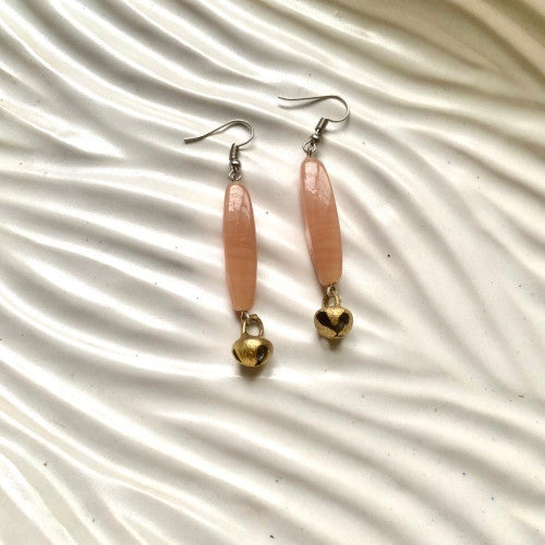 Tribal Bell Beige Glass beads earrings - Dimasa Ethnic Collections