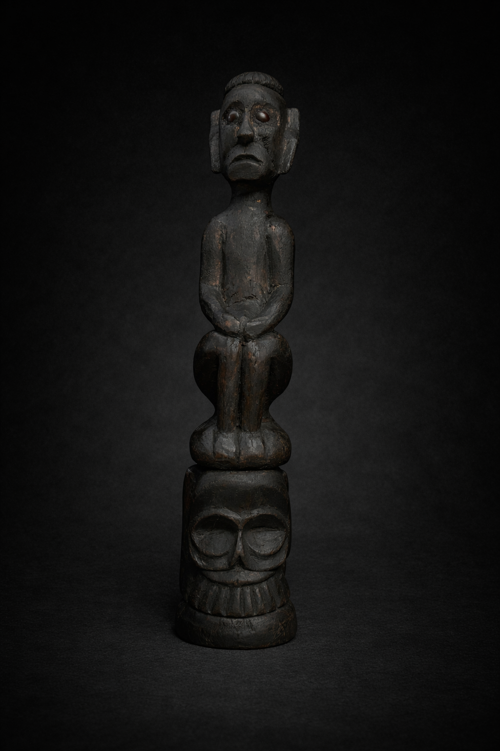 Naga Wooden Man on Skull Relic Symbol Of Naga Tradition