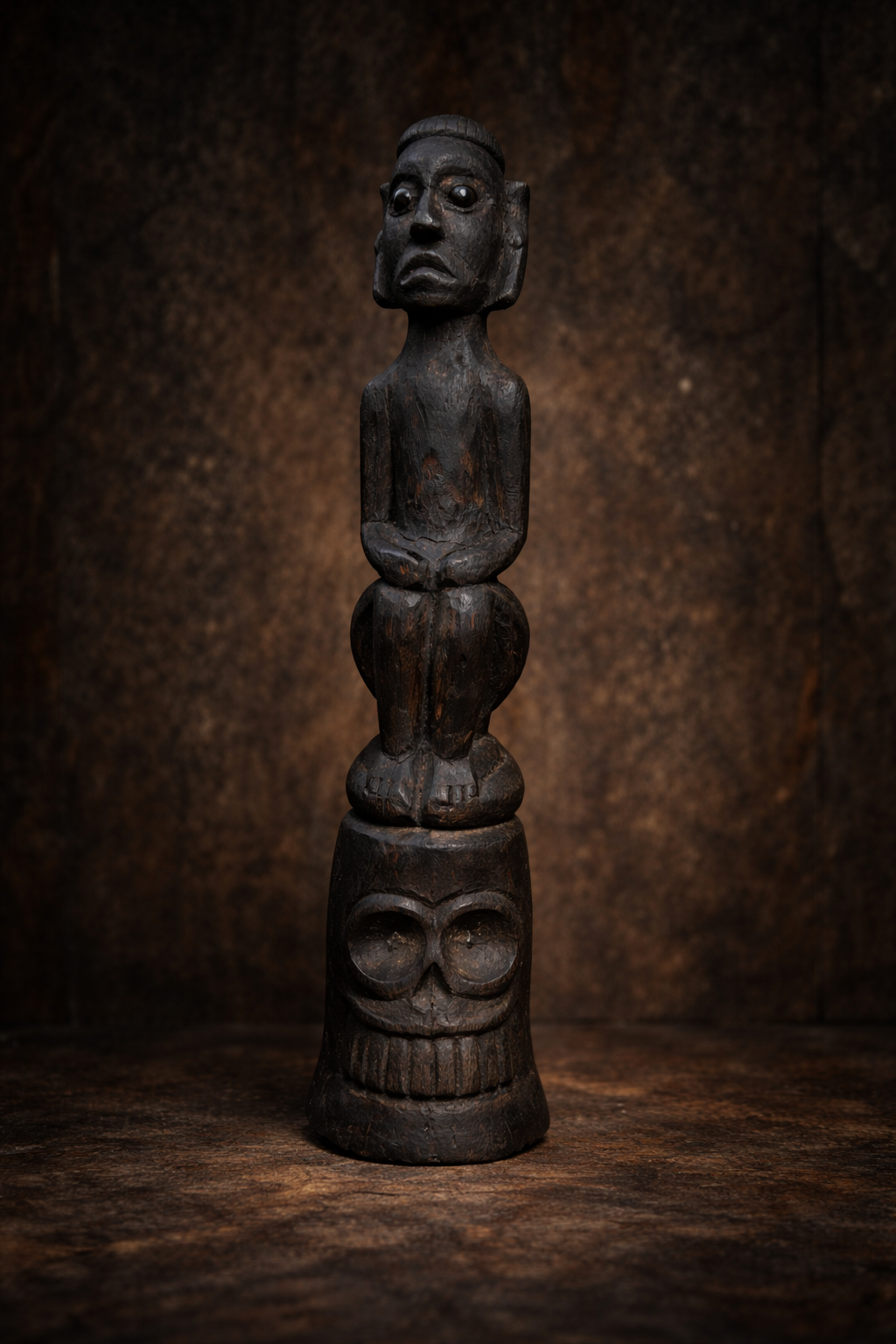 Naga Wooden Man on Mithun Relic Symbol Of Naga Tradition