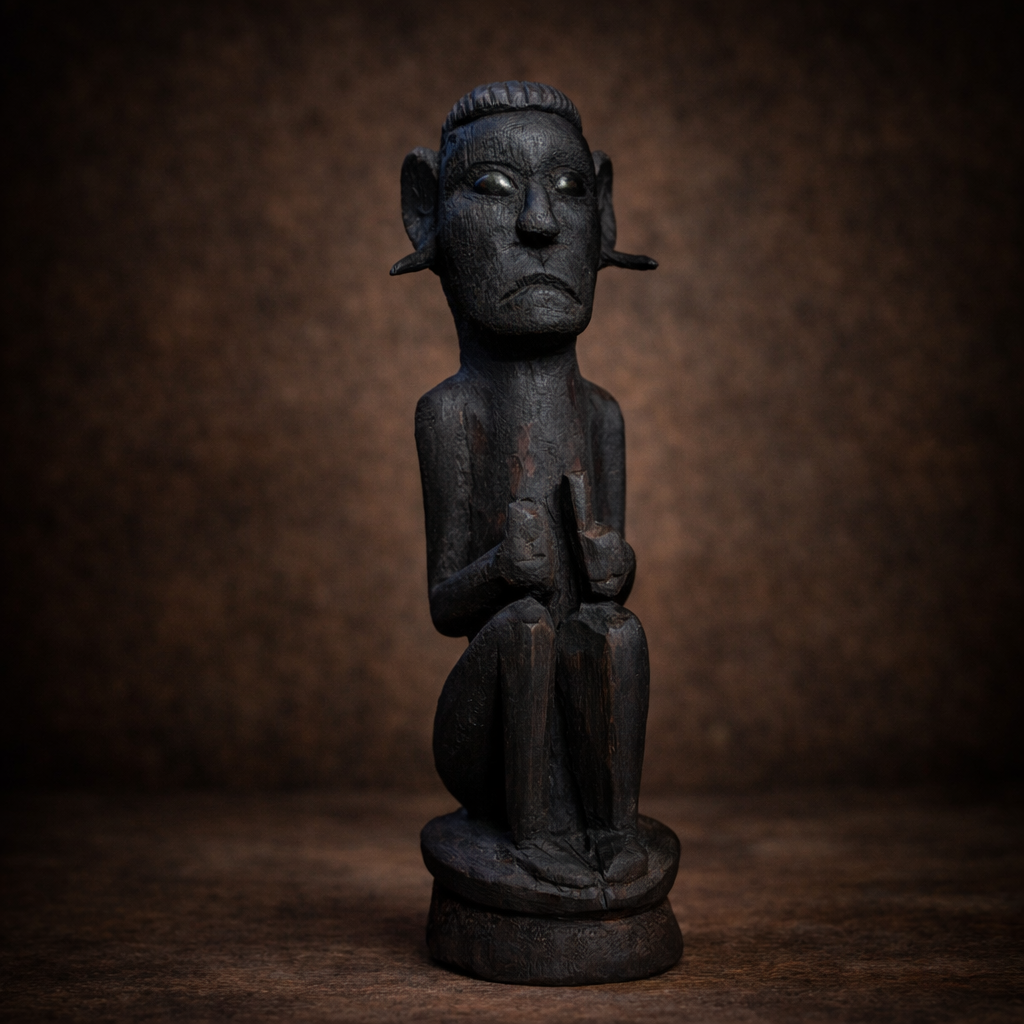 Naga Wooden Man with Pierced Ears Relic Symbol Of Naga Tradition