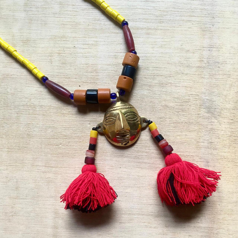 Annie Sakhamo - Unisex Ancestral Glow Head Brass Necklace