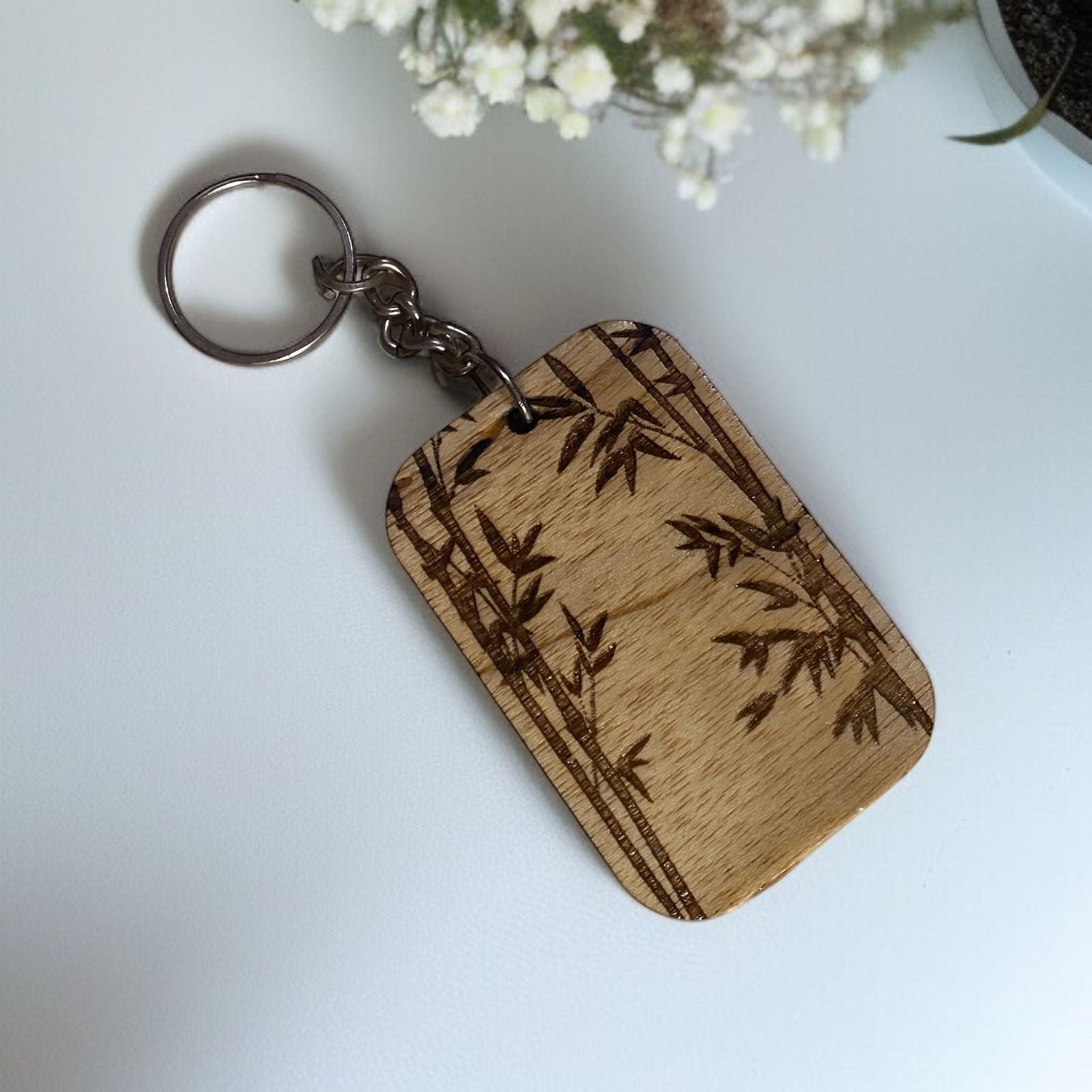 Bamboo-Design-Wooden-Rectangular-Key-Chain-Custom-Creations