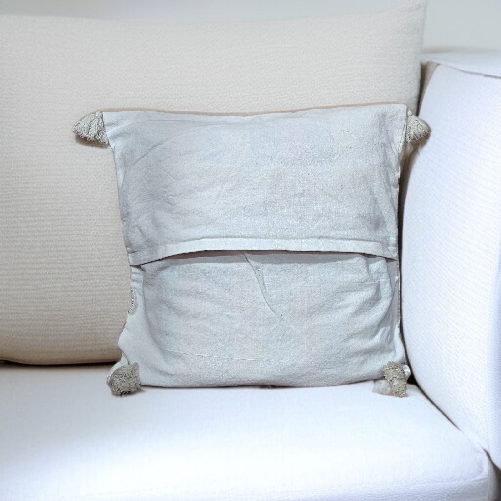Beige and Red and Blue Loin Loom Cushion Cover - TADI