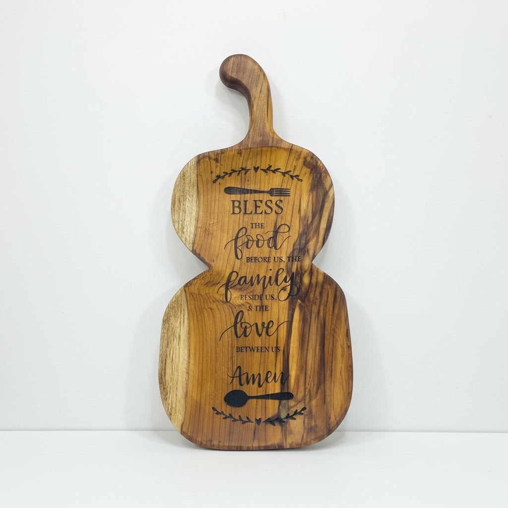 Bless the food before us wooden platter - Custom Creations