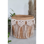 Boho macramé garland water reed basket- Indigi Craft
