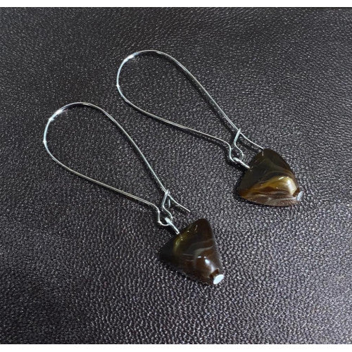 Brown 3d traingale drop earring by Li_Made
