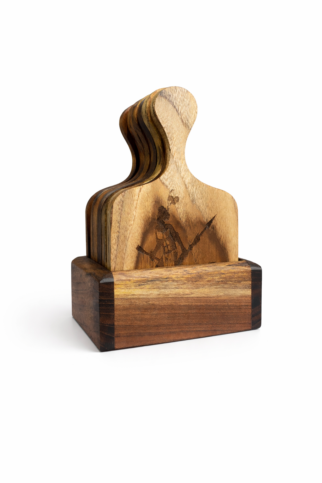 Tea coaster(teak) cutting board warrior- Custom Creations