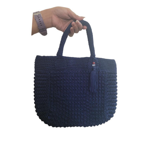Chichi's Craft - Blue crochet handbag