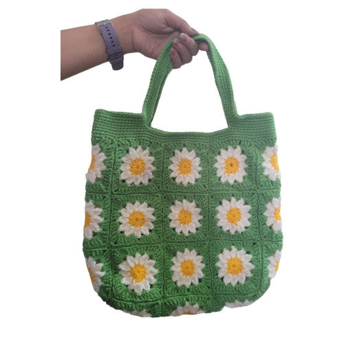 Chichi's Craft-Green Colored Woolen Crochet Bag