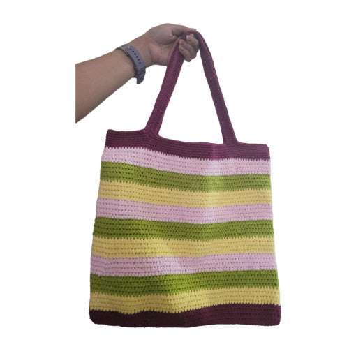 Chichi's Craft-Stripes Colored Cotton Crochet Bag