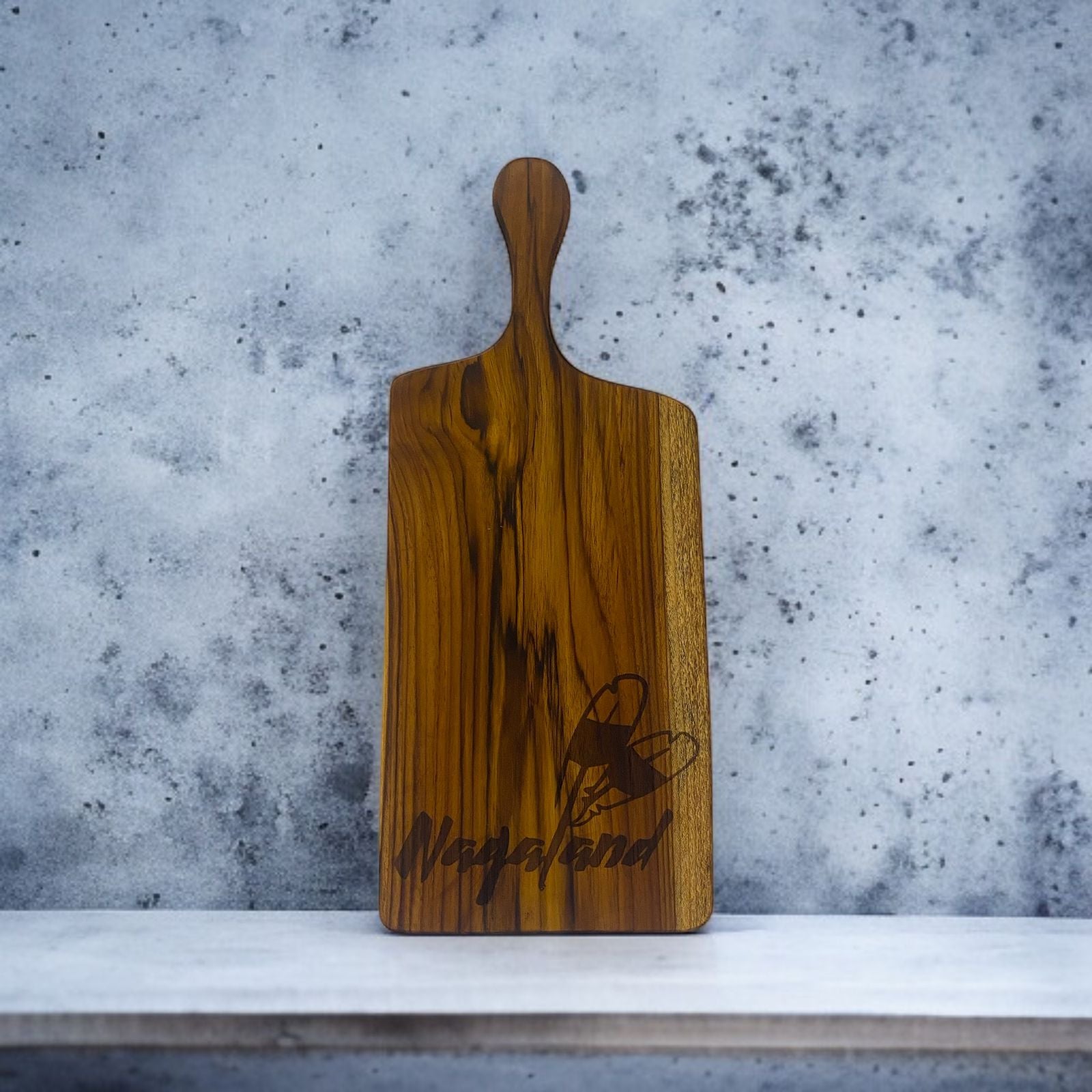 Chopping Board Medium Nagaland Design Carved Handle - Custom Creation
