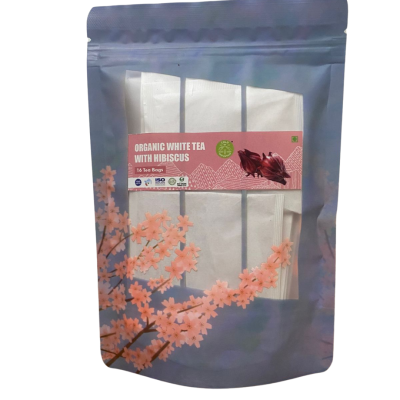 Cold Mountain Organic White Tea With Hibiscus 16 Tea Bags