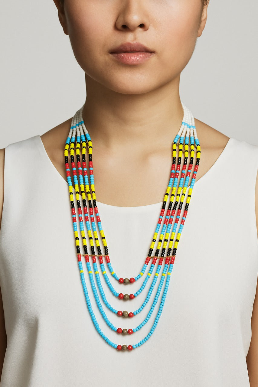 Contemporary-White-Sky-blue-Rihmai-Necklace-Dimasa-Ethnic-Collections