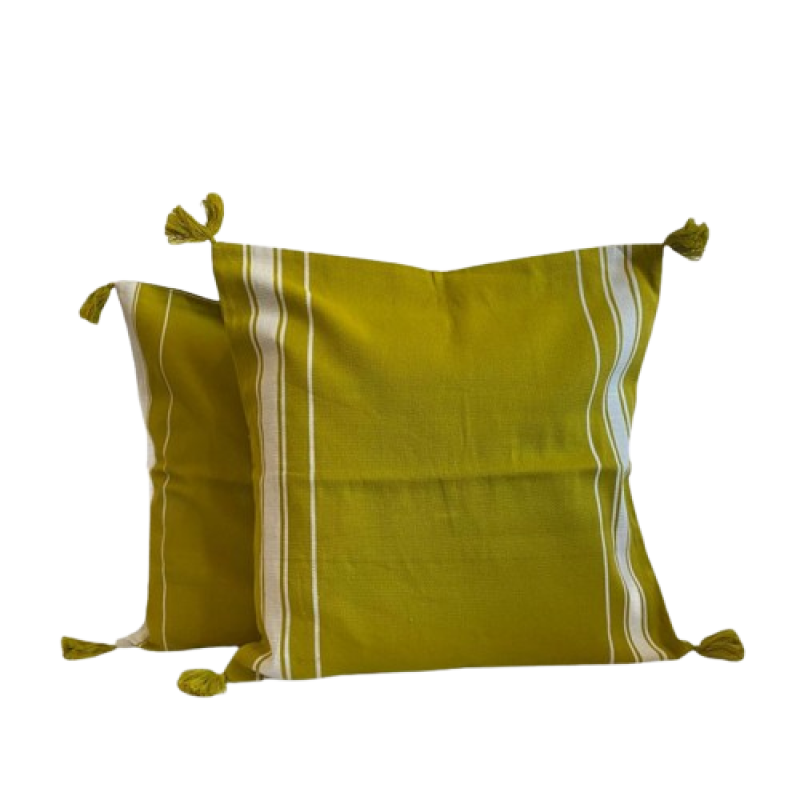 Corn Yellow Hand woven cushion  set of 2 - TADI
