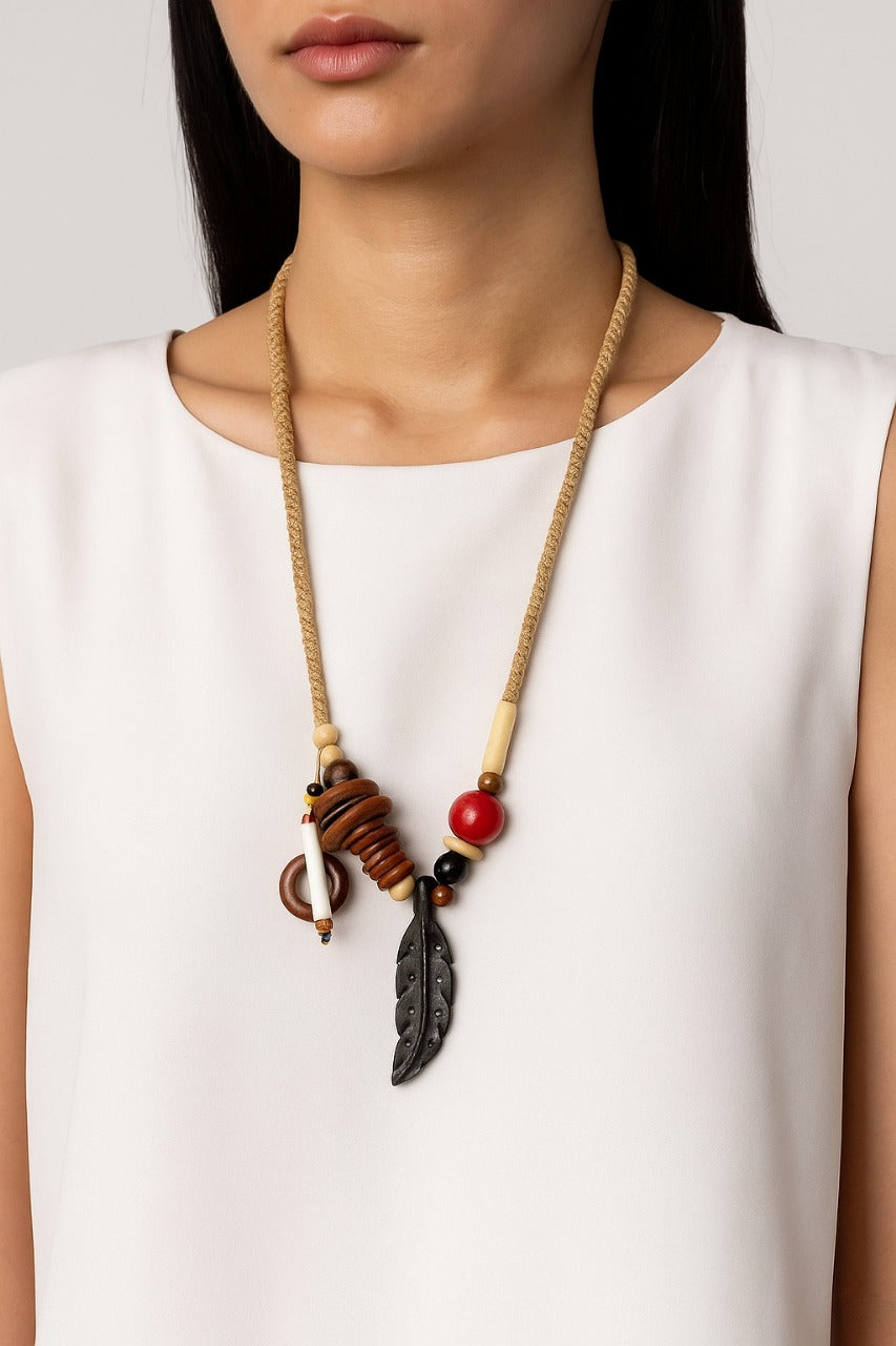 Crochet boho chic beaded necklace- Annie Sakhamo