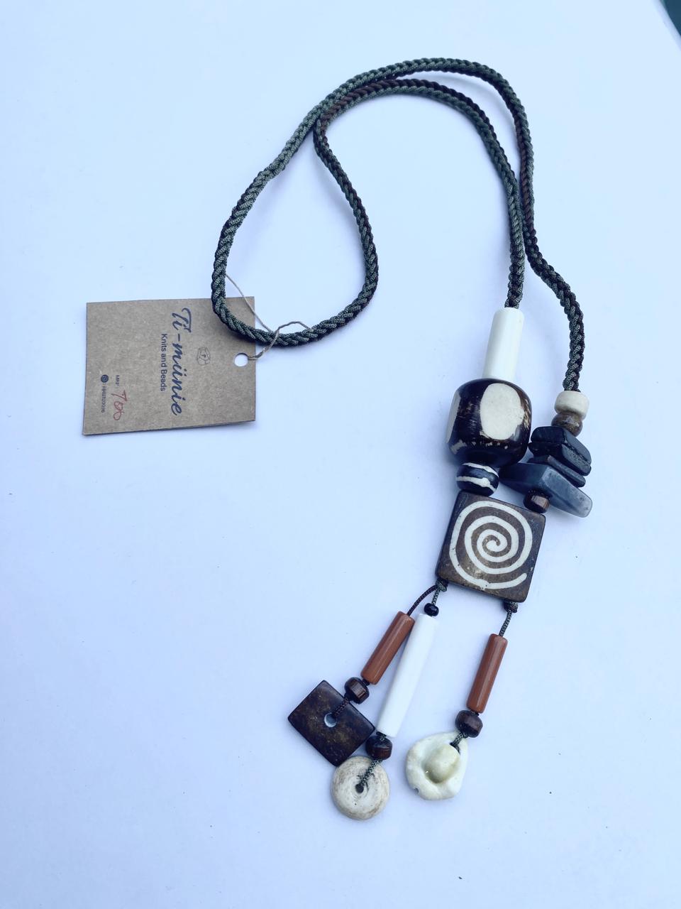 Crochet earthly bone bead necklace- Annie Sakhamo